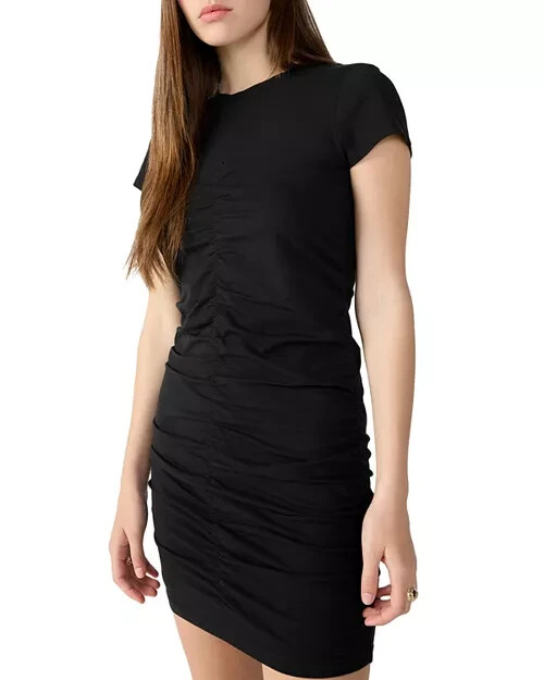 Sanctuary Ruched T Shirt Dress Women's XXL Black Crewneck Short Sleeve Pullover