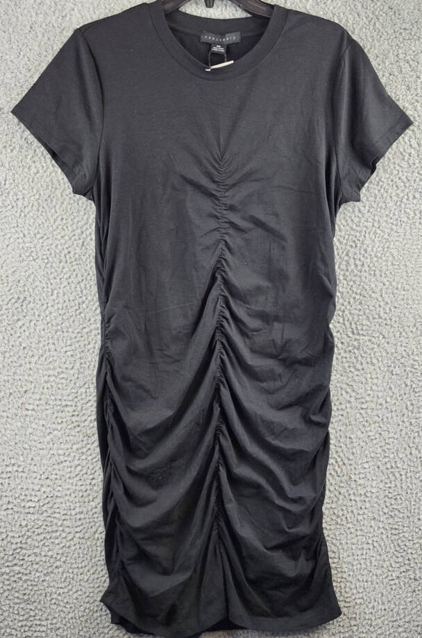Sanctuary Ruched T Shirt Dress Women's XXL Black Crewneck Short Sleeve Pullover