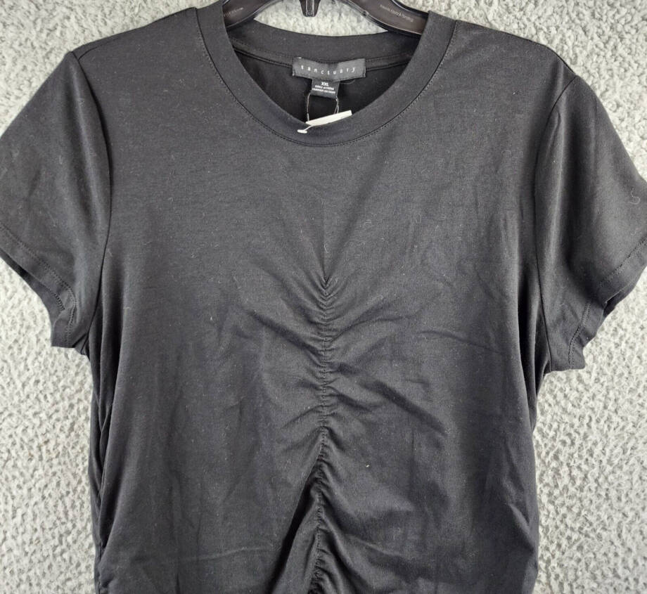 Sanctuary Ruched T Shirt Dress Women's XXL Black Crewneck Short Sleeve Pullover