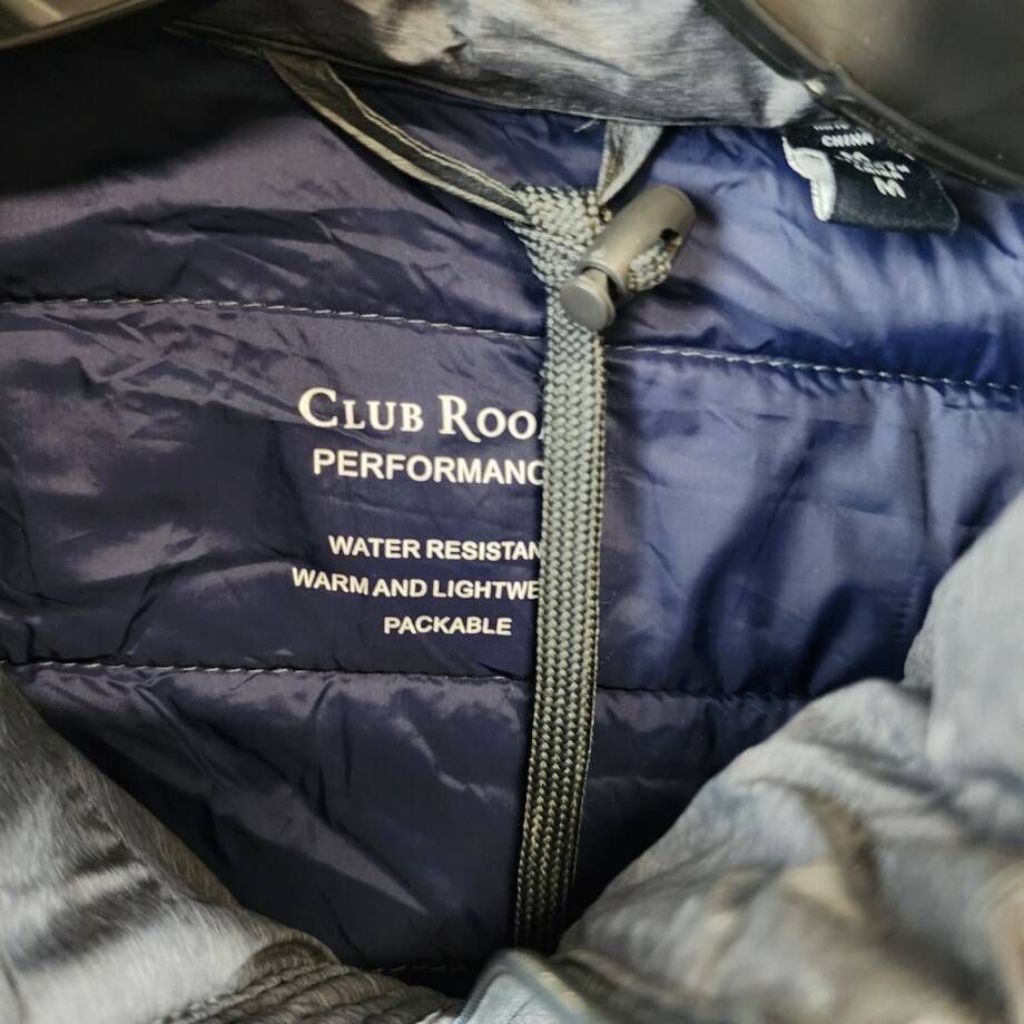 Club Room Quilted Packable Puffer Jacket Men's M Heather Charcoal Full Zip L/S