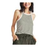 Splendid Candice Tank Top Women's S Olive Stripe Linen Blend Racerback Pullover