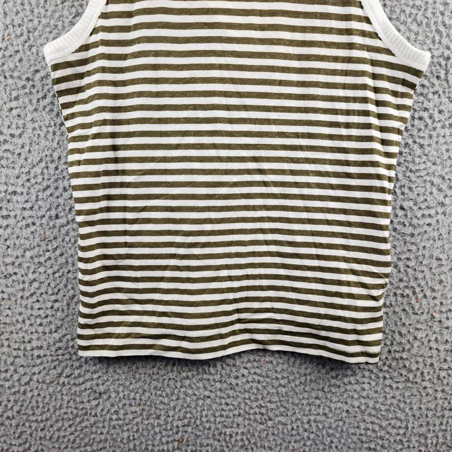 Splendid Candice Tank Top Women's S Olive Stripe Linen Blend Racerback Pullover