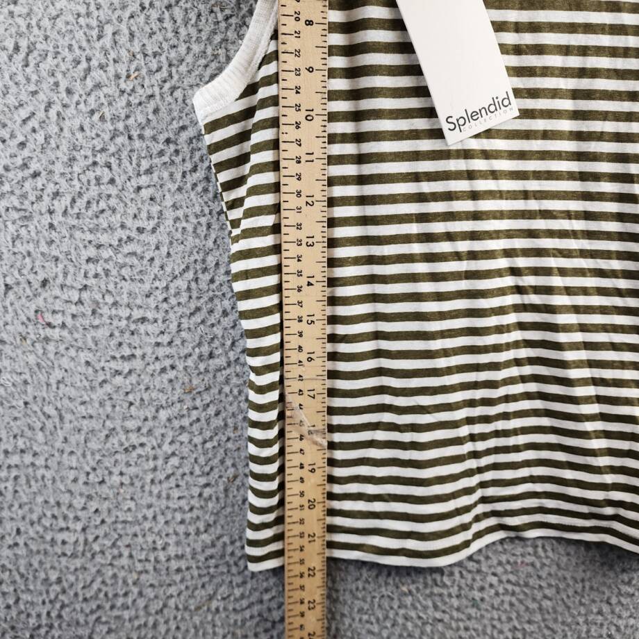 Splendid Candice Tank Top Women's S Olive Stripe Linen Blend Racerback Pullover