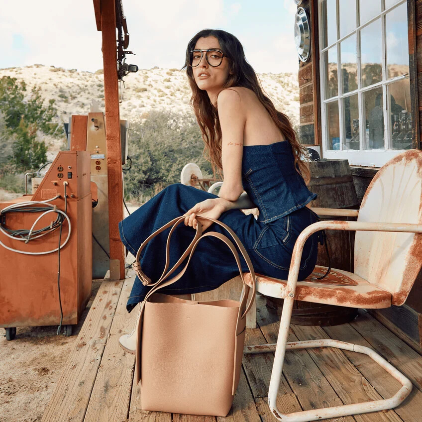 LIKE DREAMS Desert Dreamer Tote Bag Women's Light Taupe Magnetic Snap Closure