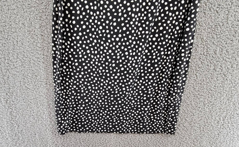 Connected Puff-Sheer-Sleeve Sheath Dress Women's 8 Black/White Round Neck S/S