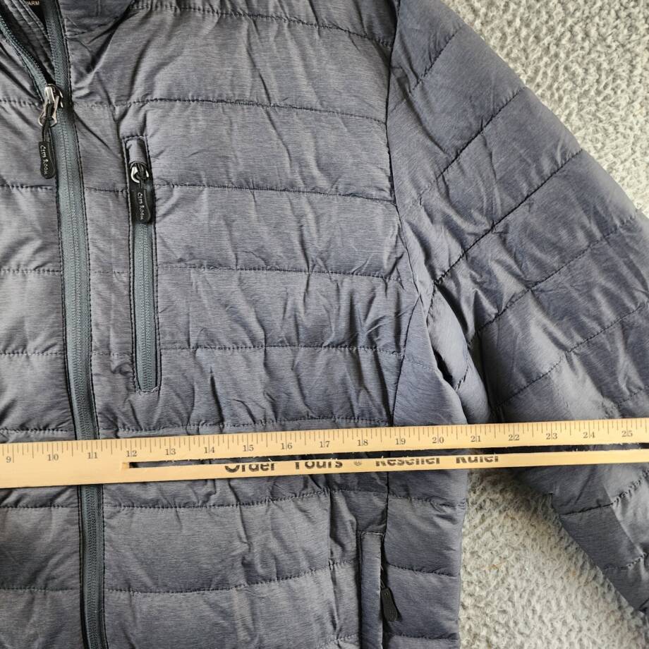 Club Room Quilted Packable Puffer Jacket Men's M Heather Charcoal Full Zip L/S