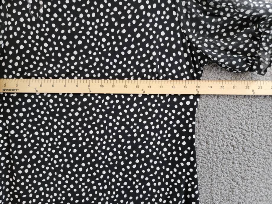 Connected Puff-Sheer-Sleeve Sheath Dress Women's 8 Black/White Round Neck S/S