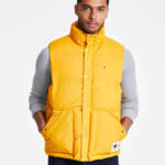 Champion Solid-Color Quilted Puffer Vest Men's S Sunflower Stand Collar Zip Up