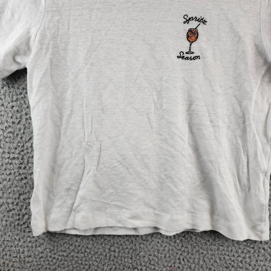Chaser Spritz Season Linen Blend T-Shirt Women's XS White Crew Neck Pullover