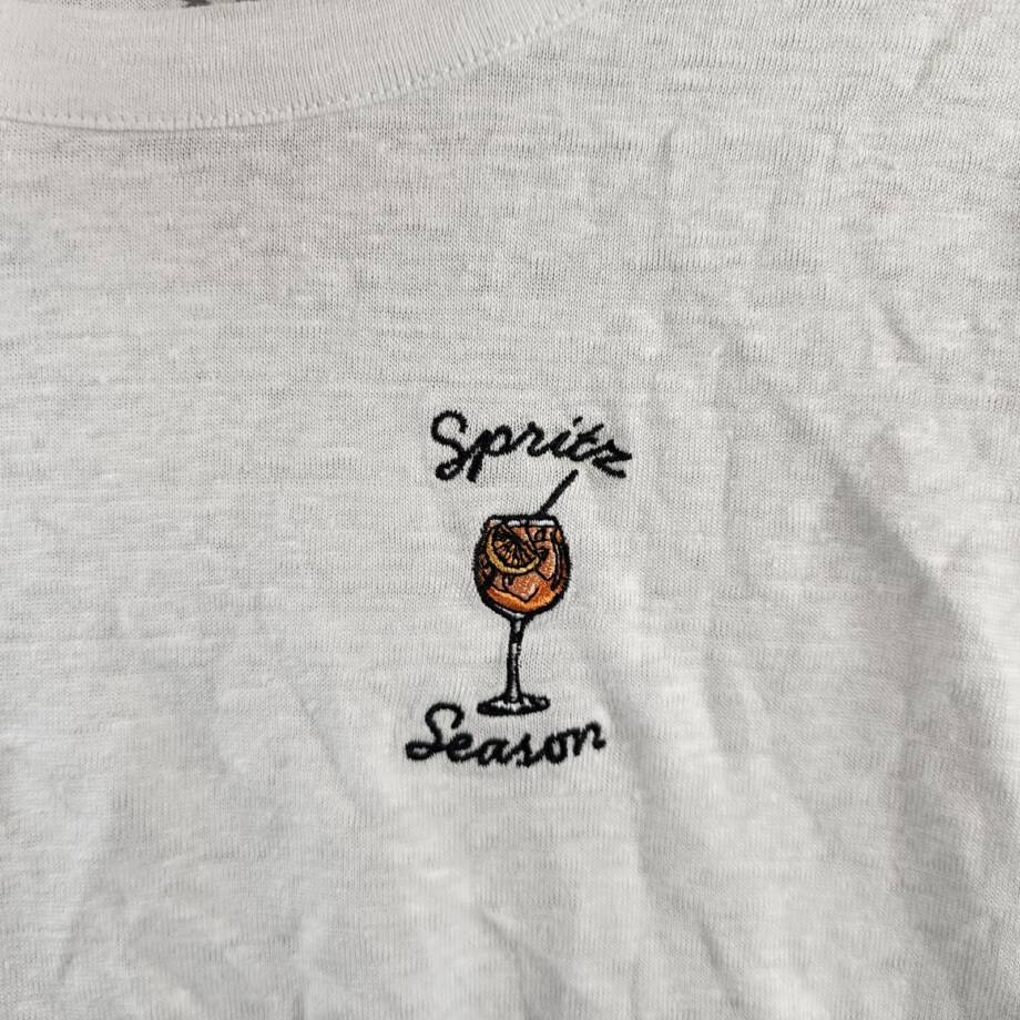 Chaser Spritz Season Linen Blend T-Shirt Women's XS White Crew Neck Pullover