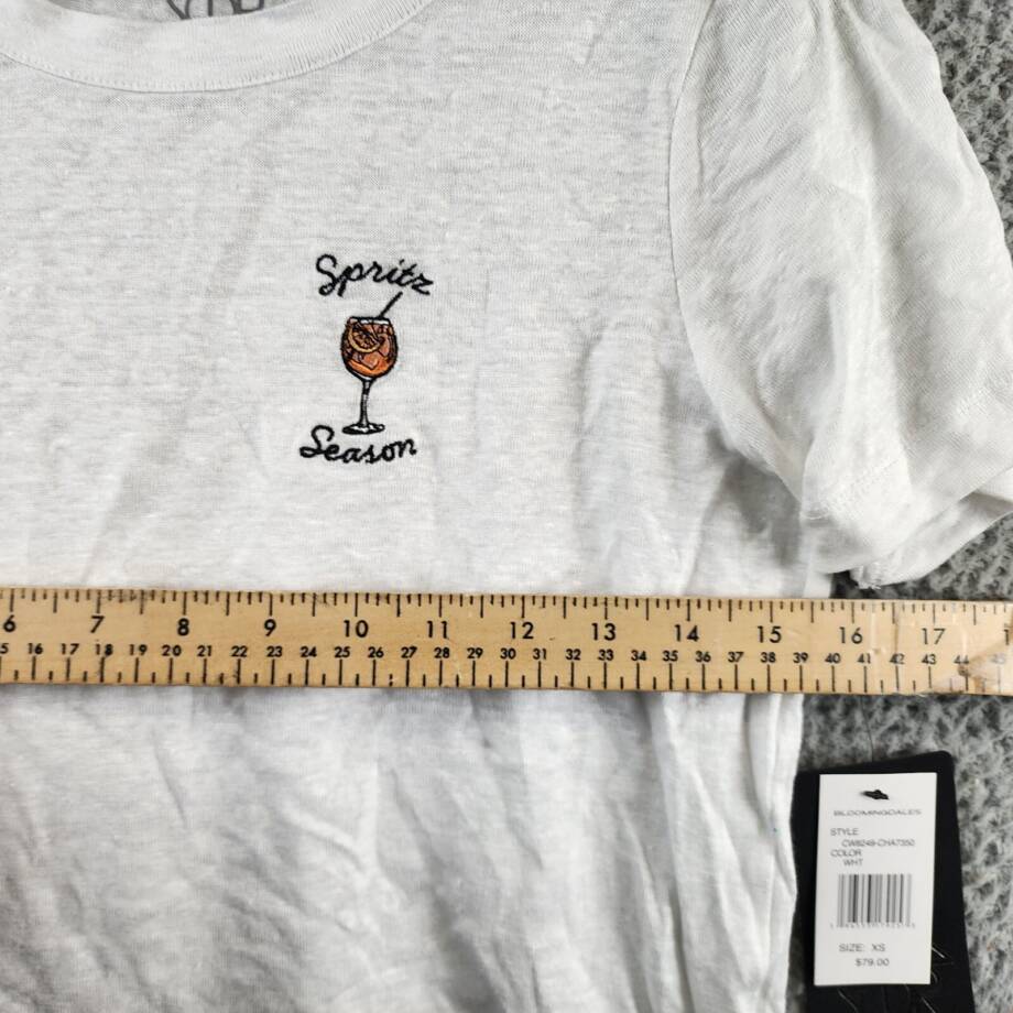 Chaser Spritz Season Linen Blend T-Shirt Women's XS White Crew Neck Pullover