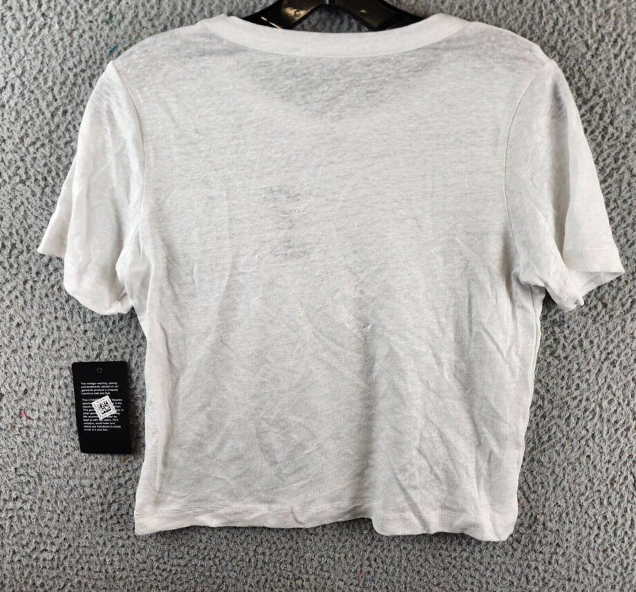 Chaser Spritz Season Linen Blend T-Shirt Women's XS White Crew Neck Pullover