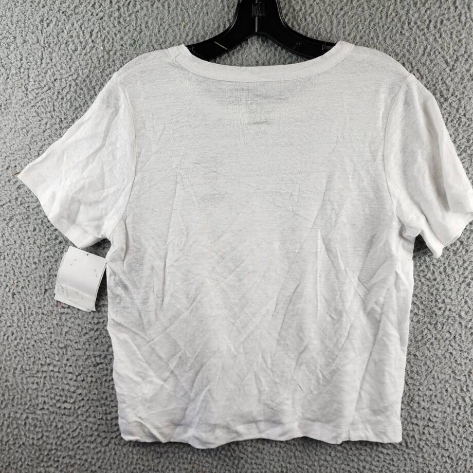 Chaser Spritz Season Embroidered Linen Tee Women's M White Short Sleeve Pullover