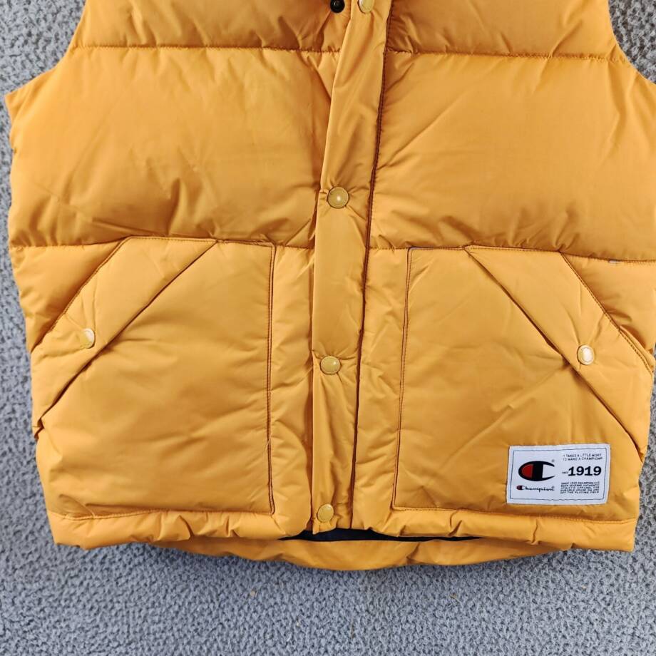 Champion Solid-Color Quilted Puffer Vest Men's S Sunflower Stand Collar Zip Up