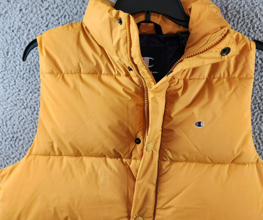 Champion Solid-Color Quilted Puffer Vest Men's S Sunflower Stand Collar Zip Up