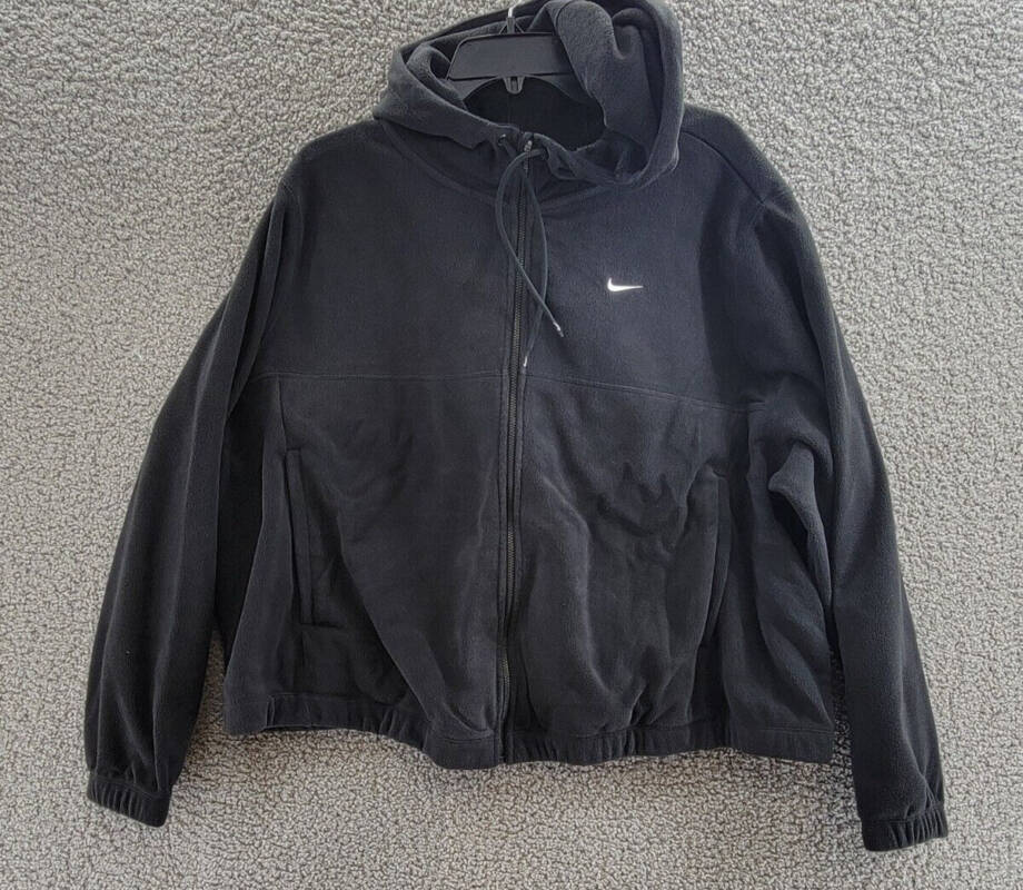 Nike Plus Size Therma-FIT Full-Zip Fleece Hoodie Women's 2X Black Logo Front L/S