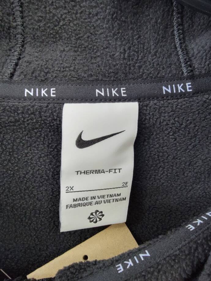 Nike Plus Size Therma-FIT Full-Zip Fleece Hoodie Women's 2X Black Logo Front L/S