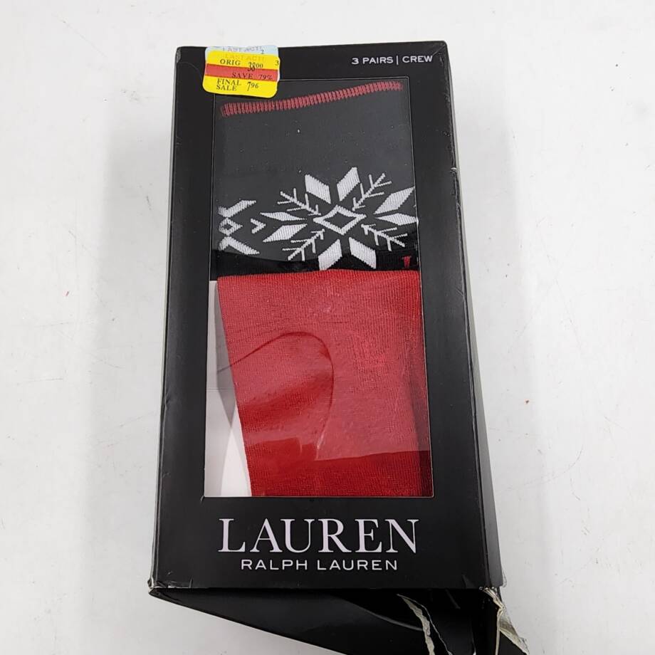 Lauren Ralph Lauren 2-Pk. Holiday Snowflake Socks Women's 9-11 Red/Black Multi