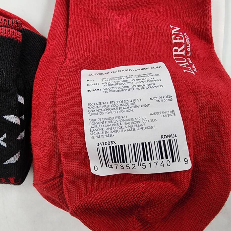 Lauren Ralph Lauren 2-Pk. Holiday Snowflake Socks Women's 9-11 Red/Black Multi