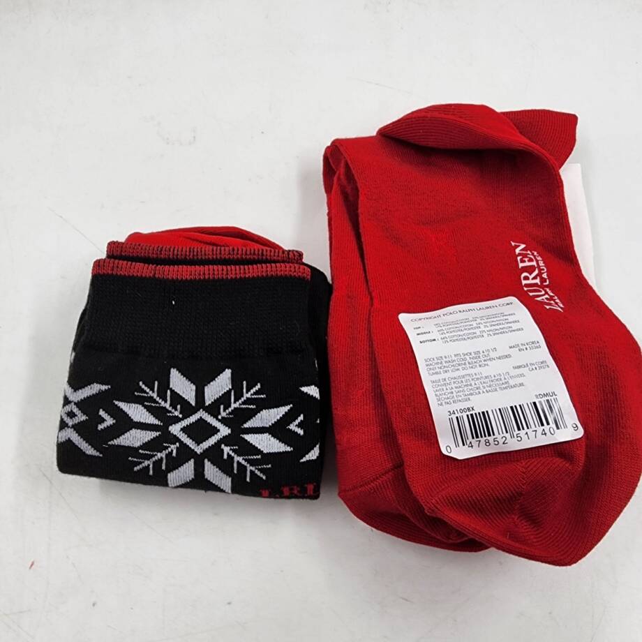 Lauren Ralph Lauren 2-Pk. Holiday Snowflake Socks Women's 9-11 Red/Black Multi