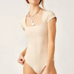Intimately Free People Square Eyes Bodysuit Top Women's XS Pink Tint Snap Gusset