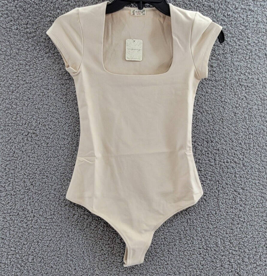 Intimately Free People Square Eyes Bodysuit Top Women's XS Pink Tint Snap Gusset