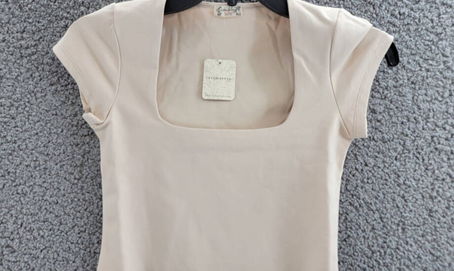 Intimately Free People Square Eyes Bodysuit Top Women's XS Pink Tint Snap Gusset