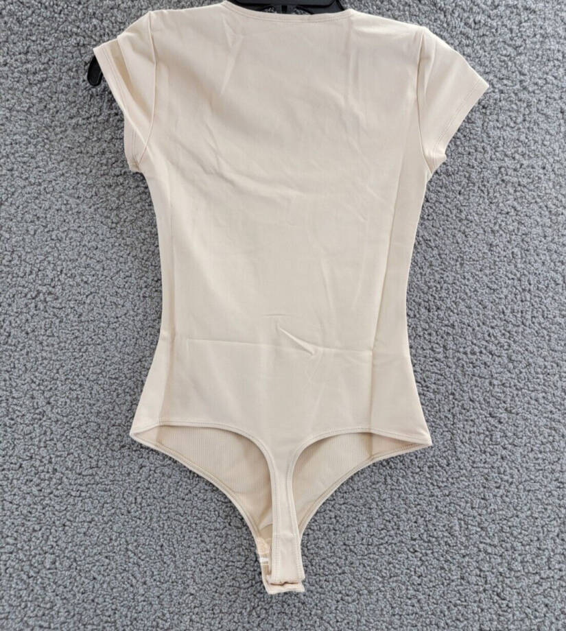 Intimately Free People Square Eyes Bodysuit Top Women's XS Pink Tint Snap Gusset
