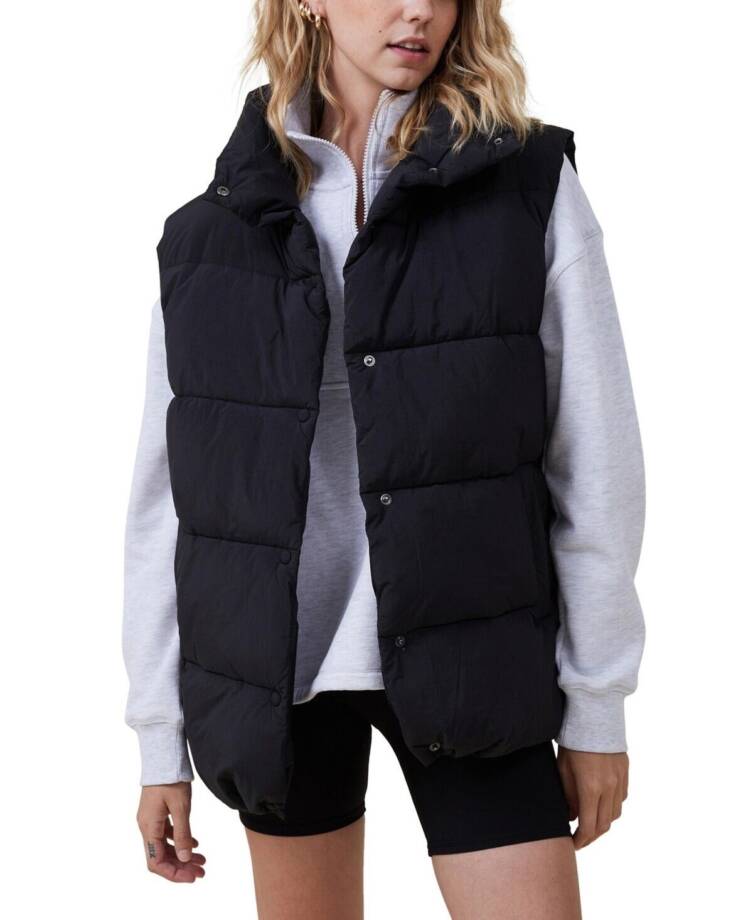 Cotton On Body The Mother Puffer Vest Women's S/M Black Pockets Sleeveless