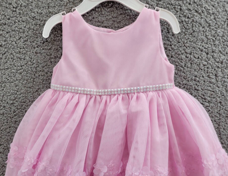 Blueberi Boulevard Sequined Dress Baby Girls Light Mauve Back Button 6/9 M