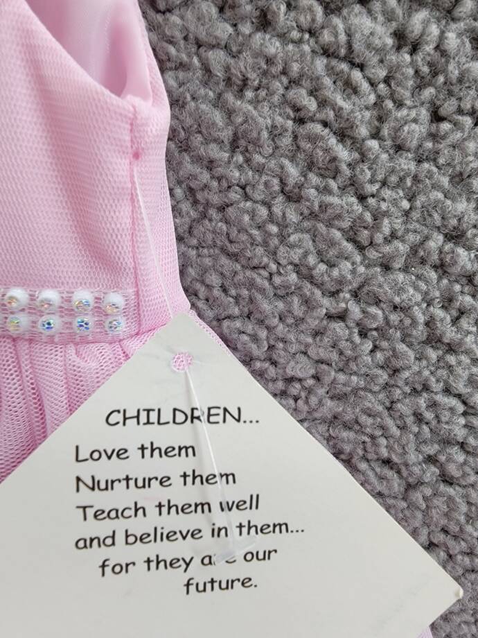 Blueberi Boulevard Sequined Dress Baby Girls Light Mauve Back Button 6/9 M
