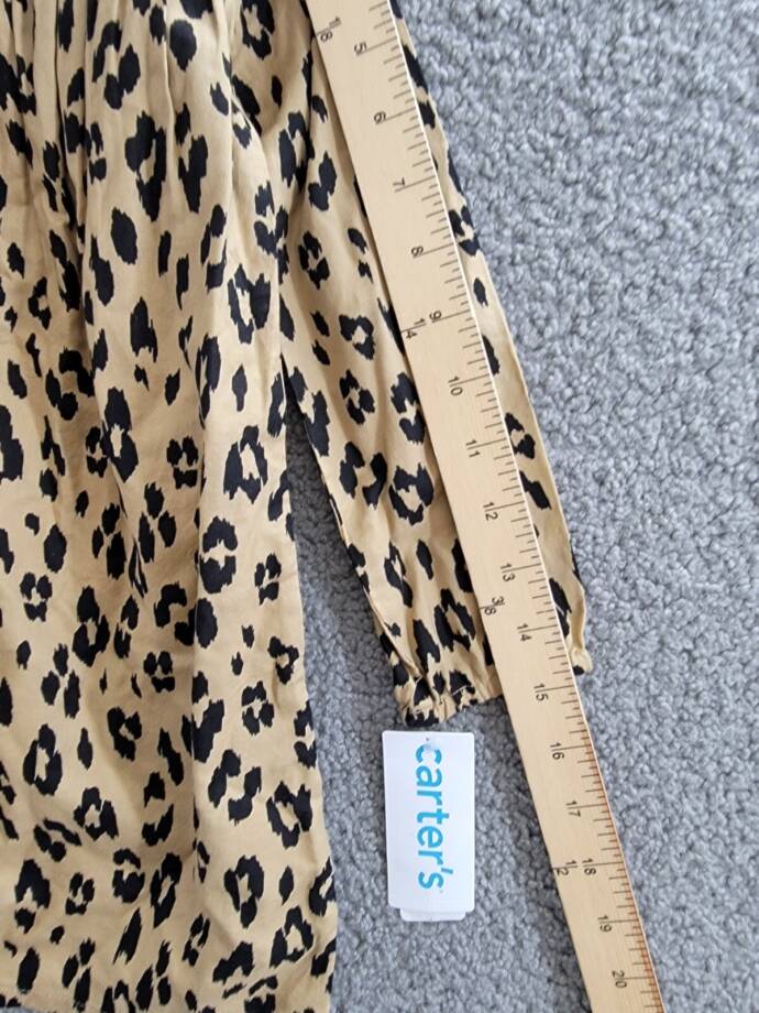 Carter's Leopard Long Sleeve Twill Dress Toddler Girls 4T Brown Button Back