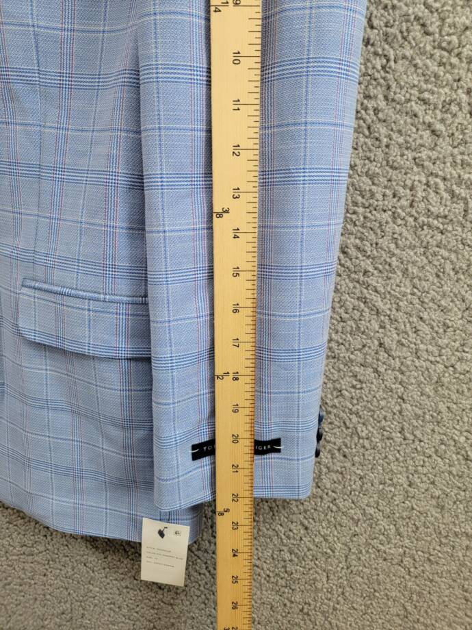 Tommy Hilfiger Stretch Deco Plaid Sport Coat Big Boys 16 Blue Flap Pockets L/S