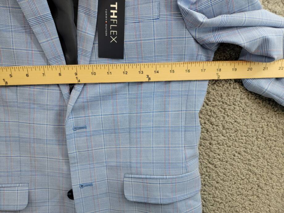 Tommy Hilfiger Stretch Deco Plaid Sport Coat Big Boys 16 Blue Flap Pockets L/S