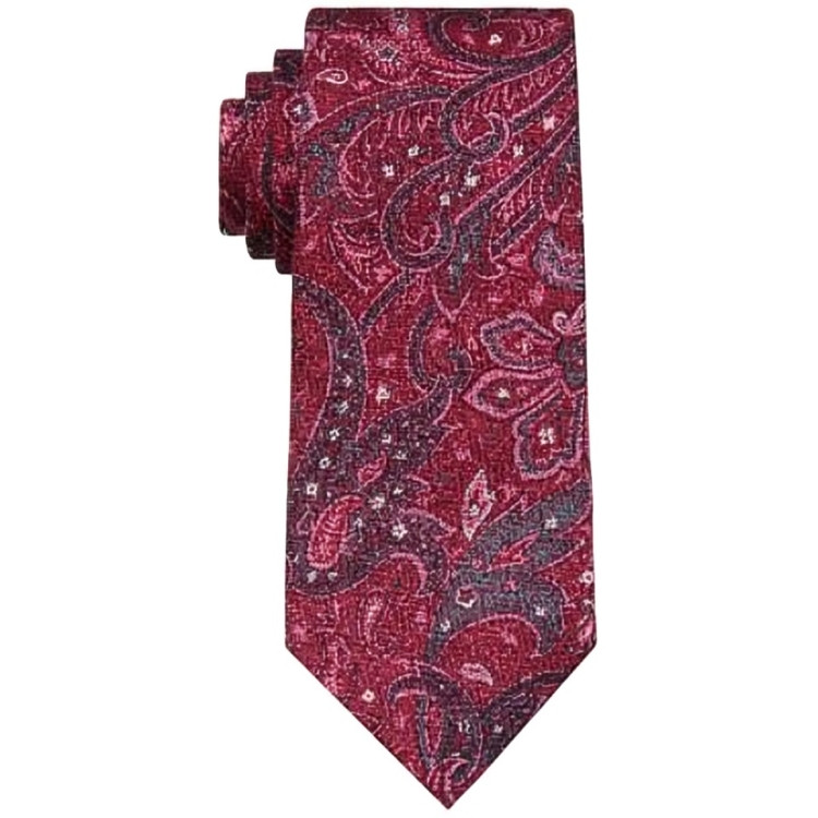 Michael Kors Wool Paisley Tie Men's Wine Multi Adjustable