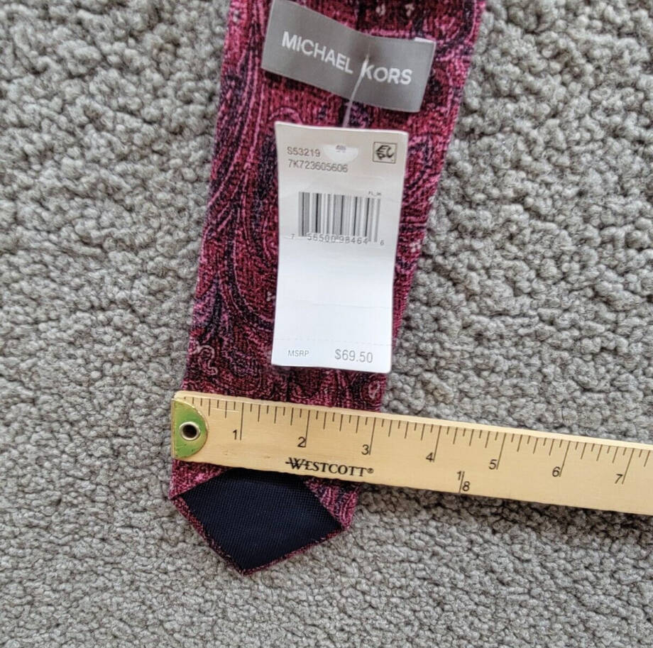 Michael Kors Wool Paisley Tie Men's Wine Multi Adjustable