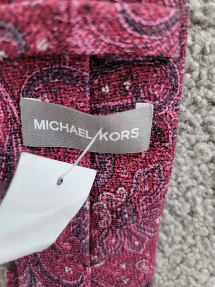 Michael Kors Wool Paisley Tie Men's Wine Multi Adjustable