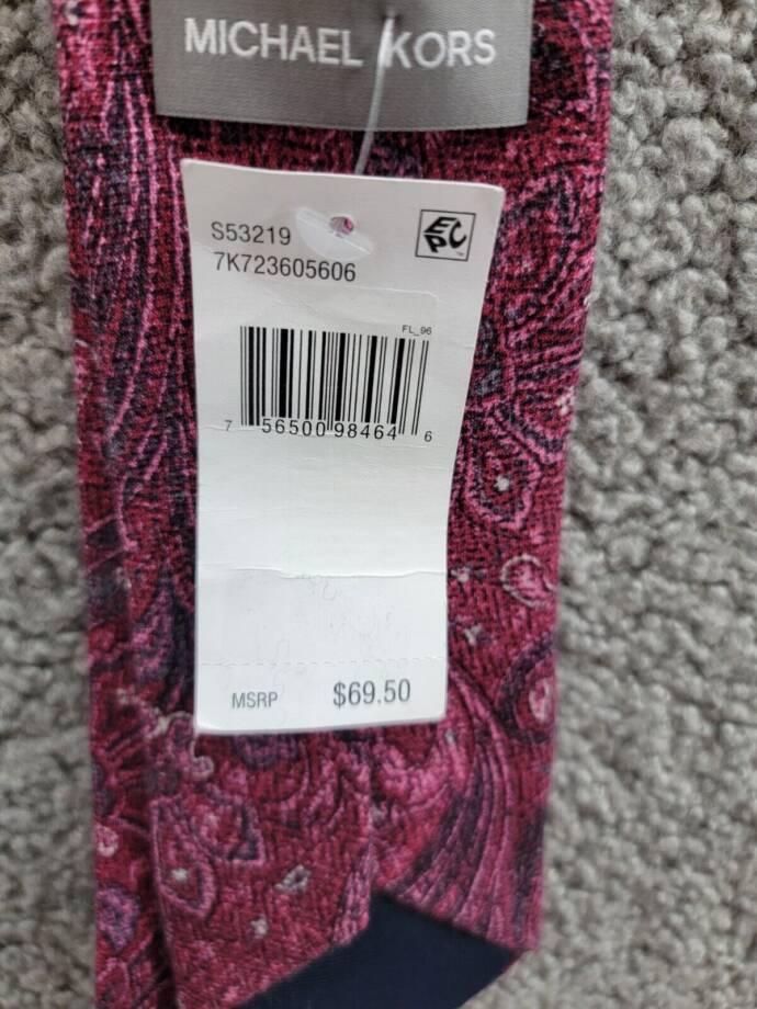 Michael Kors Wool Paisley Tie Men's Wine Multi Adjustable