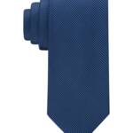 Calvin Klein Silk Blend Striped Solid Tie Men's Navy Keeper Loop