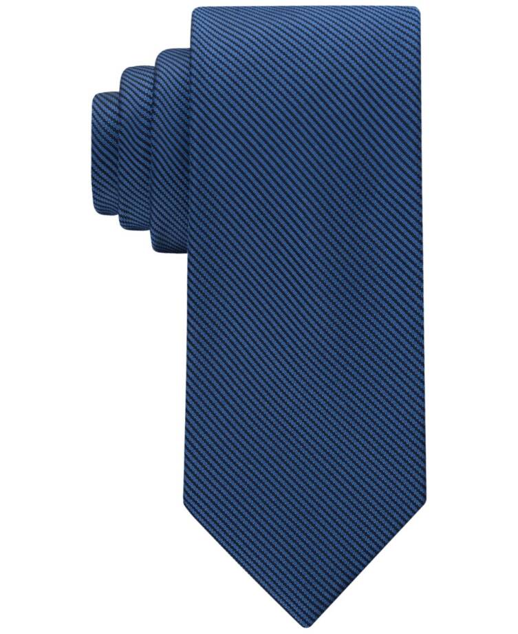 Calvin Klein Silk Blend Striped Solid Tie Men's Navy Keeper Loop