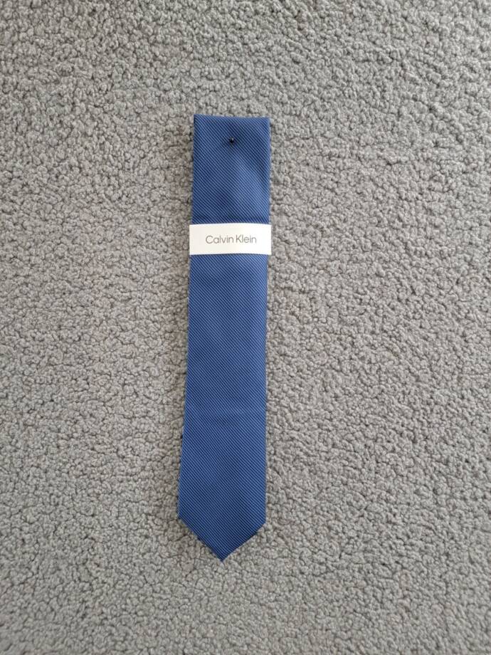 Calvin Klein Silk Blend Striped Solid Tie Men's Navy Keeper Loop
