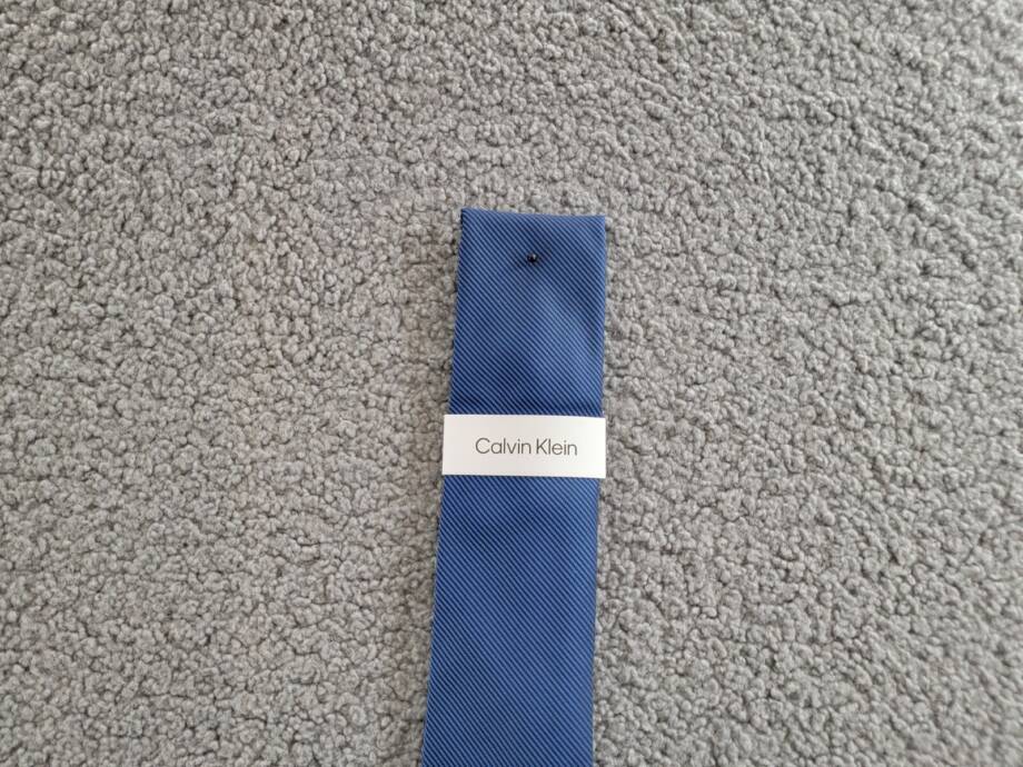 Calvin Klein Silk Blend Striped Solid Tie Men's Navy Keeper Loop