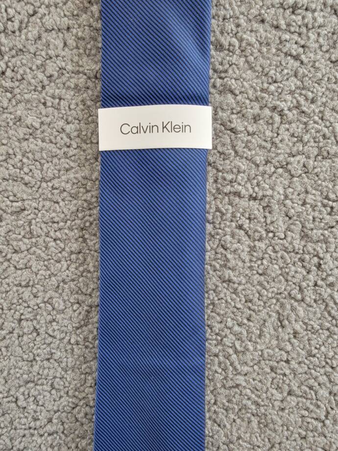 Calvin Klein Silk Blend Striped Solid Tie Men's Navy Keeper Loop