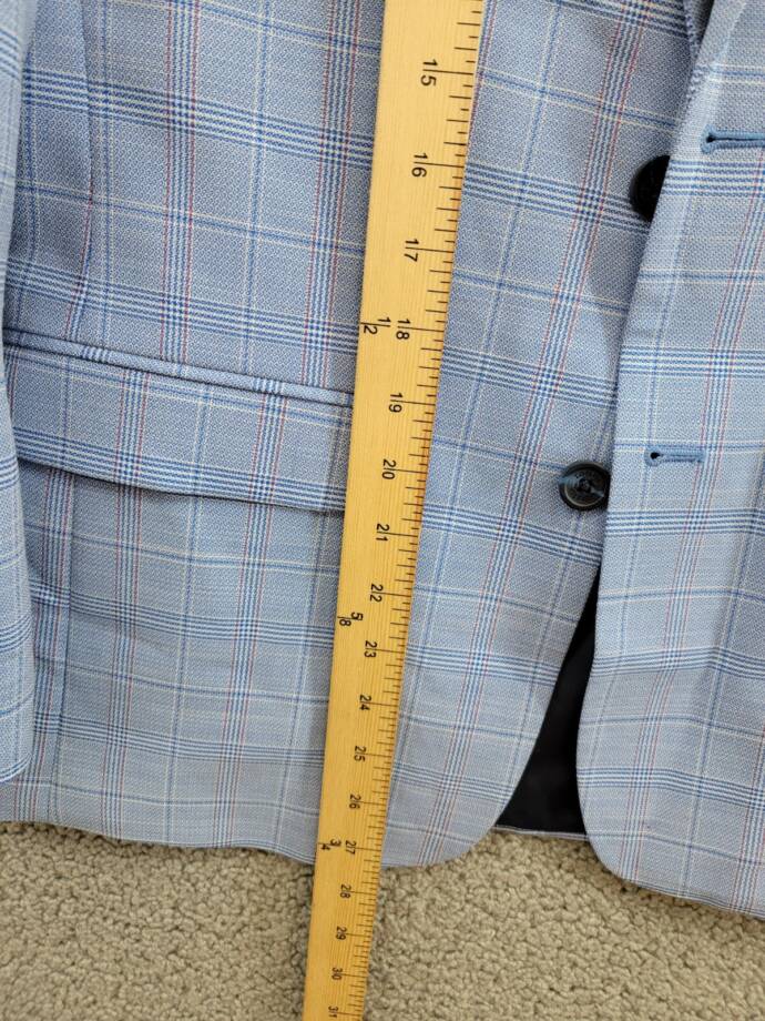 Tommy Hilfiger Stretch Deco Plaid Sport Coat Big Boys 16 Blue Flap Pockets L/S