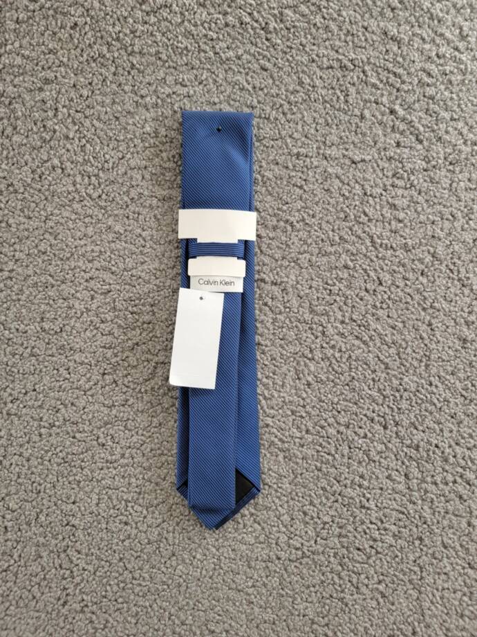 Calvin Klein Silk Blend Striped Solid Tie Men's Navy Keeper Loop