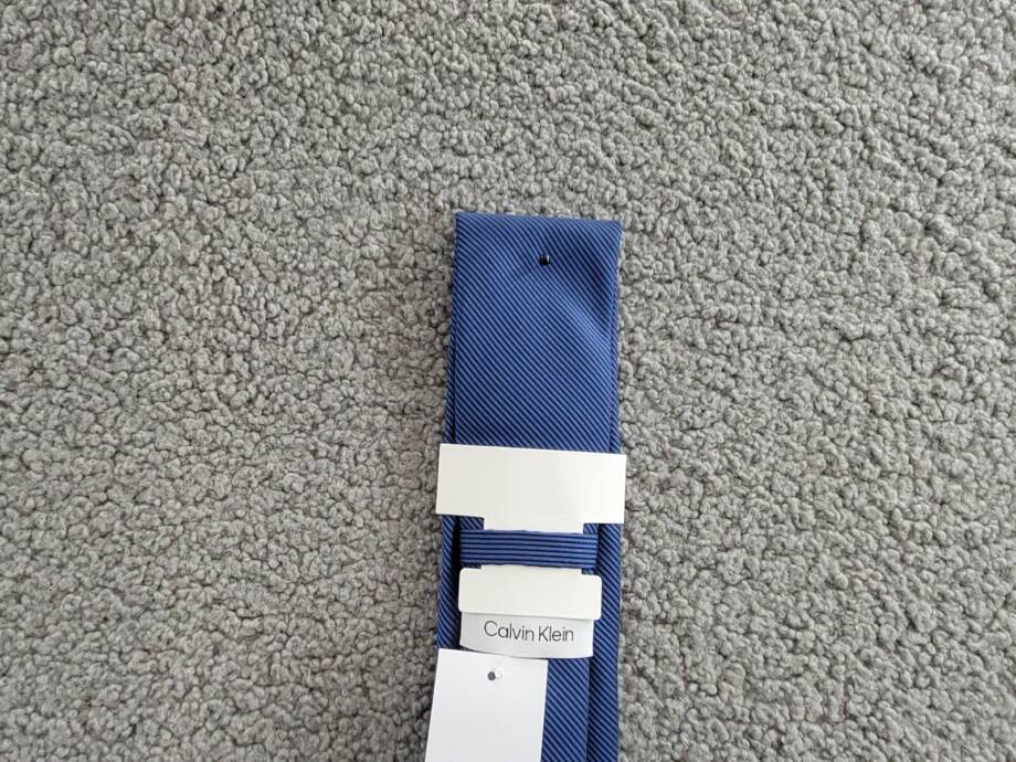 Calvin Klein Silk Blend Striped Solid Tie Men's Navy Keeper Loop