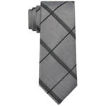 Calvin Klein Silk Blend Slim Grid Tie Men's Shadow Adjustable~