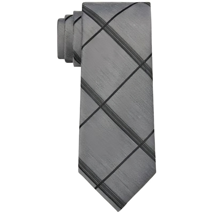 Calvin Klein Silk Blend Slim Grid Tie Men's Shadow Adjustable~