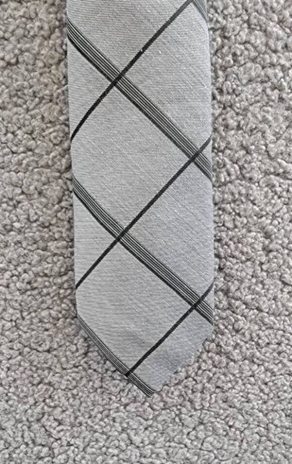 Calvin Klein Silk Blend Slim Grid Tie Men's Shadow Adjustable~