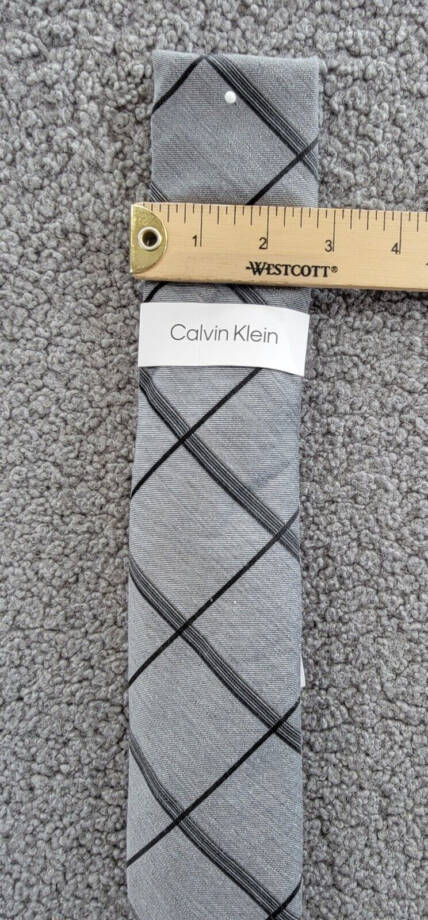 Calvin Klein Silk Blend Slim Grid Tie Men's Shadow Adjustable~